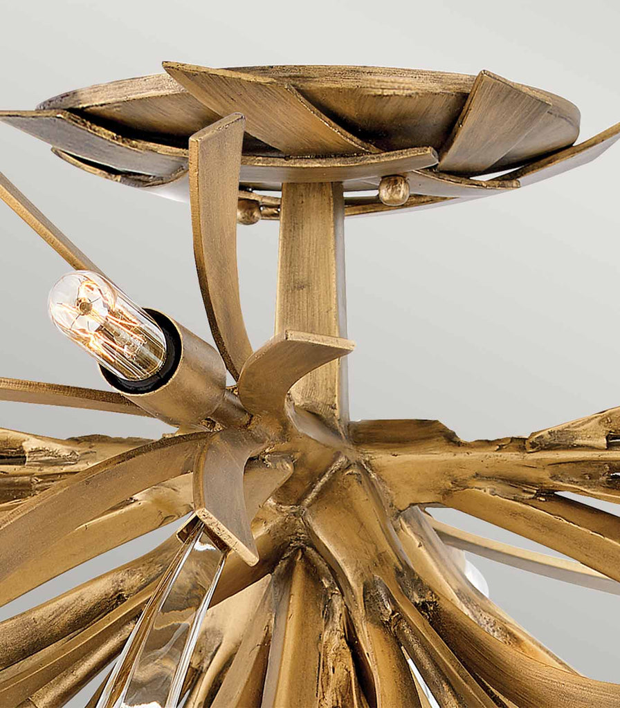 Elstead Vida 9lt Semi-Flush Ceiling Light in Brunished Gold close up