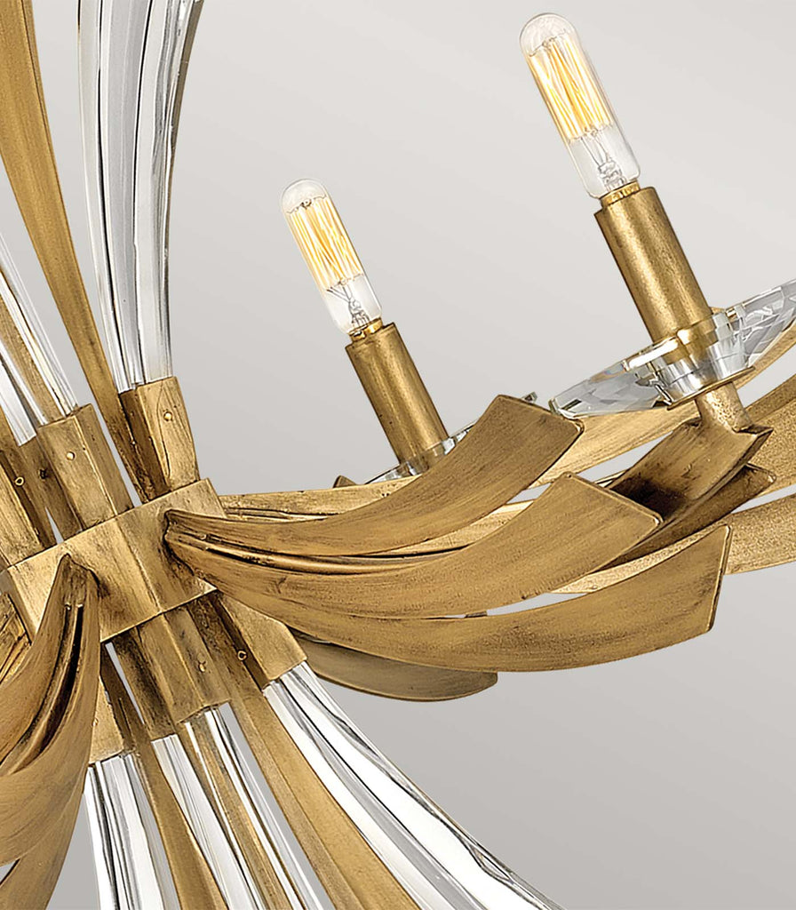 Elstead Vida 6lt Chandelier in Brunished Gold close up