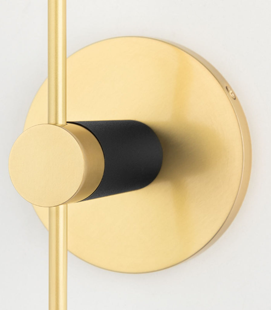 Hudson Valley Astrid Wall Light in Aged Brass/Black close up