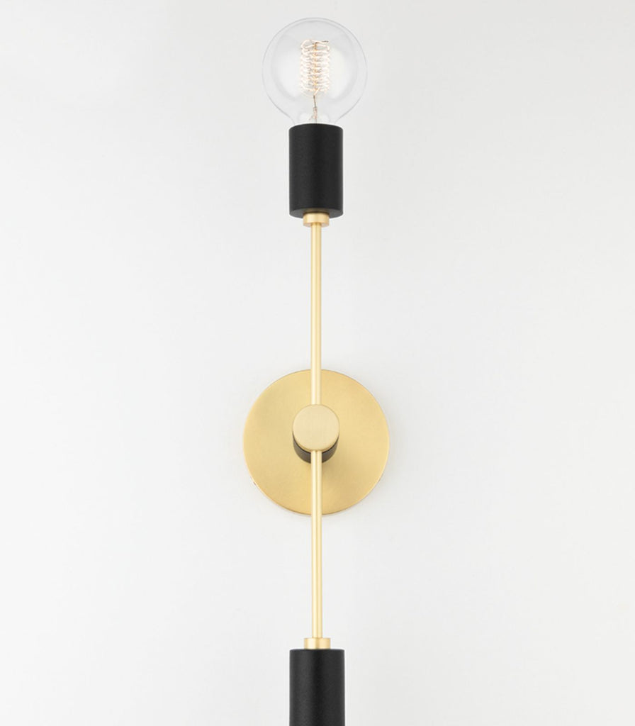 Hudson Valley Astrid Wall Light in Aged Brass/Black close up