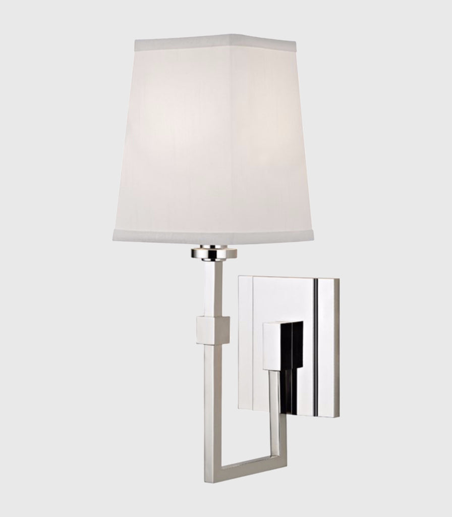 Hudson Valley Fletcher Wall Light in Polished Nickel with White shade