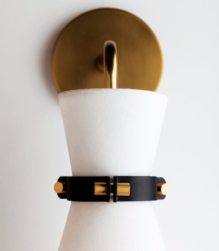 Hudson Valley Julia Wall Light in Aged Brass/Black close up