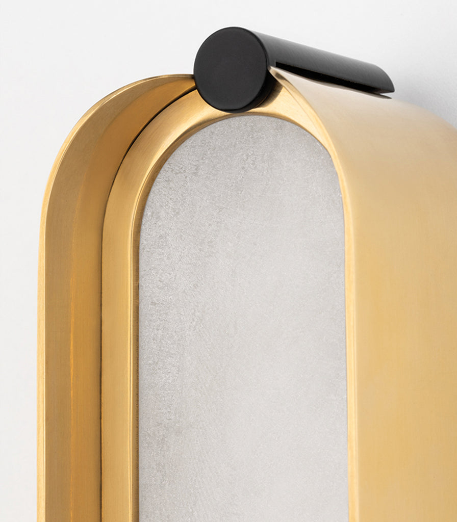 Hudson Valley Tribeca Wall Light in Aged Brass/Black close up