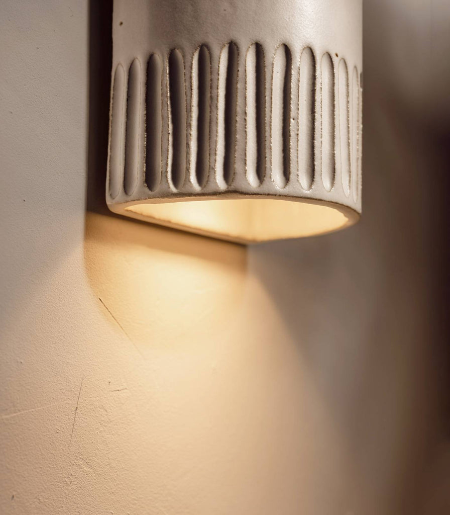 We Ponder Day Short Outdoor Wall Light in Eggshell White close up