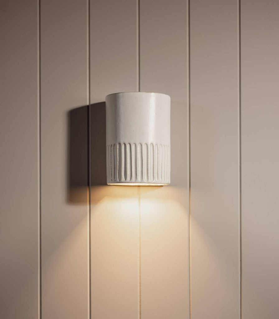 We Ponder Day Short Outdoor Wall Light in Eggshell White on