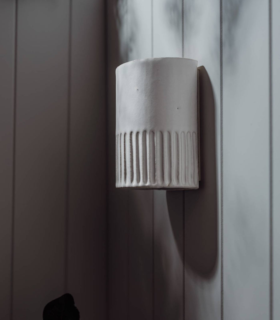 We Ponder Day Short Outdoor Wall Light in Eggshell White off